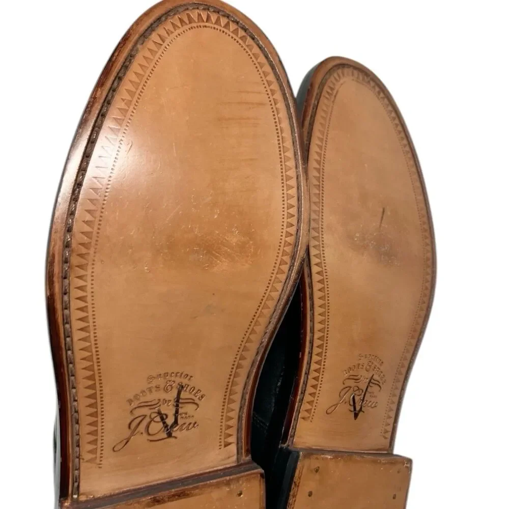 J.Crew‎ Ludlow Mens 7.5 Black Leather Derby Shoes Old Money Preppy Euro Summer